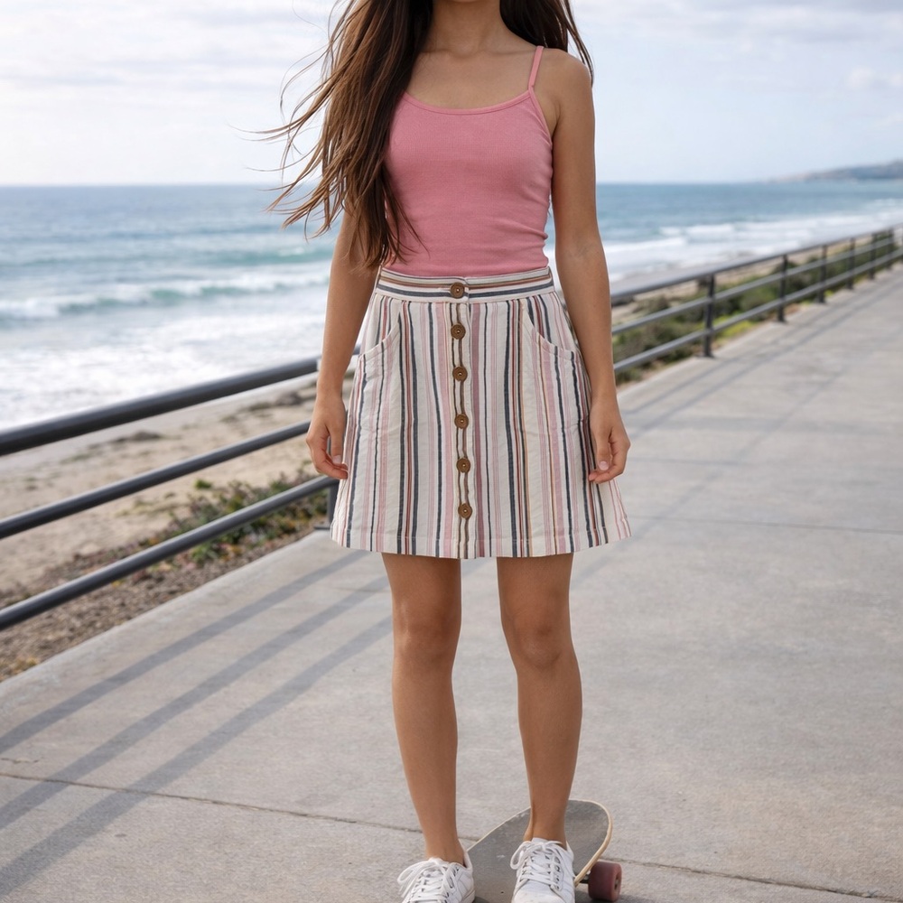 Roxy Multicolor Striped Mini Skirt